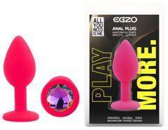 Силиконовая анальная пробка EGZO - Silicone Pink Round Plug Rainbow, size S