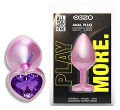 Анальная пробка с кристаллом EGZO - Pink Perl Heart Plug Purple, size S