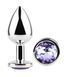 Анальна пробка з кристалом EGZO - Silver Round Plug Amethyst size M