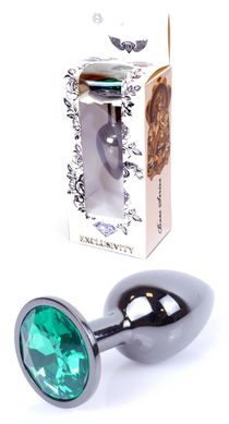 Анальная пробка Boss Series - Jewellery Dark Silver PLUG Green S, BS6400033