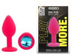 Силиконовая анальная пробка EGZO - Silicone Pink Round Plug Aqua, size S