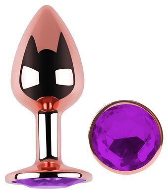 Анальна пробка з кристалом EGZO - Rose Gold Round Plug Purple size M