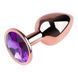 Анальна пробка з кристалом EGZO - Rose Gold Round Plug Purple size M