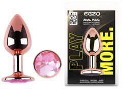 Анальная пробка с кристаллом EGZO - Rose Gold Round Plug Pink size M