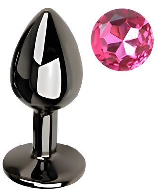 Анальна пробка з кристалом EGZO - Dark Gray Round Plug Rose, size S