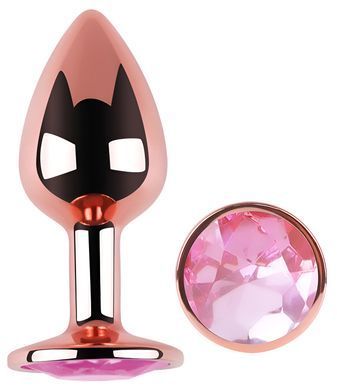 Анальна пробка з кристалом EGZO - Rose Gold Round Plug Pink size M