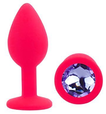 Силиконовая анальная пробка EGZO - Silicone Pink Round Plug Amethyst, size S