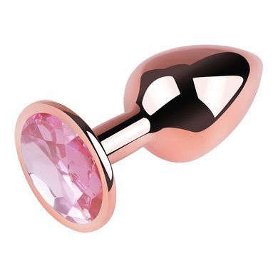 Анальна пробка з кристалом EGZO - Rose Gold Round Plug Pink size M