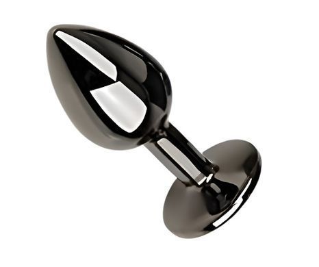 Анальна пробка з кристалом EGZO - Dark Gray Round Plug Rose, size S