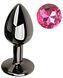 Анальна пробка з кристалом EGZO - Dark Gray Round Plug Rose, size S
