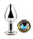 Анальна пробка з кристалом EGZO - Silver Round Plug Rainbow size S