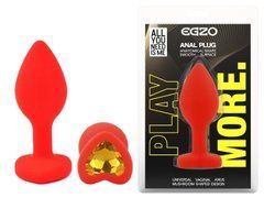 Силиконовая анальная пробка EGZO - Silicone Red Heart Plug Yellow, size S