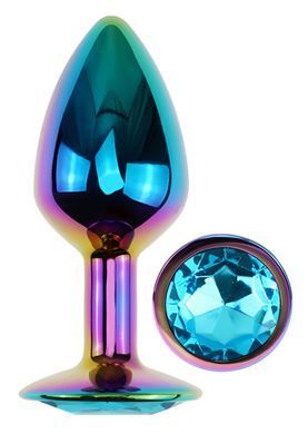 Анальна пробка з кристалом EGZO - Multicolor Round Plug Aqua size M