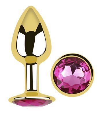 Анальна пробка з кристалом EGZO - Gold Round Plug Rose size M
