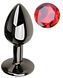 Анальна пробка з кристалом EGZO - Dark Gray Round Plug Red, size S