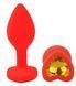 Силиконовая анальная пробка EGZO - Silicone Red Heart Plug Yellow, size S