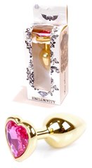 Анальний затор Boss Series - Jewellery Gold Heart PLUG Pink S, BS6400035