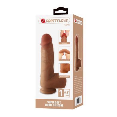 Силиконовый фаллоимитатор на присоске PRETTY LOVE - Curtis 6.8" Super Soft Liquid Silicone Dildo, BW-008138N
