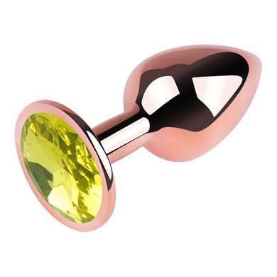 Анальна пробка з кристалом EGZO - Rose Gold Round Plug Lime size M