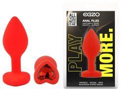 Силиконовая анальная пробка EGZO - Silicone Red Heart Plug Red, size S