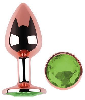 Анальна пробка з кристалом EGZO - Rose Gold Round Plug Green size M