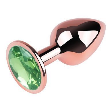Анальна пробка з кристалом EGZO - Rose Gold Round Plug Green size M