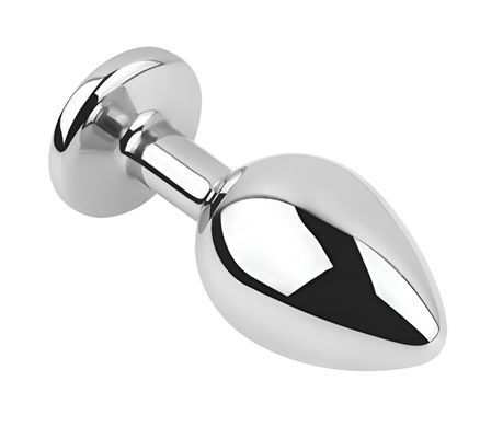 Анальна пробка з кристалом EGZO - Silver Round Plug Yellow size S