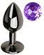 Анальная пробка с кристаллом EGZO - Dark Gray Round Plug Purple, size S