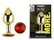 Анальная пробка с кристаллом EGZO - Gold Round Plug Red size M