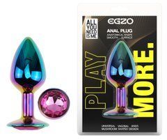 Анальная пробка с кристаллом EGZO - Multicolor Round Plug Rose size S