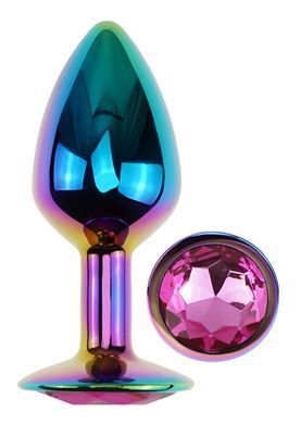 Анальная пробка с кристаллом EGZO - Multicolor Round Plug Rose size S