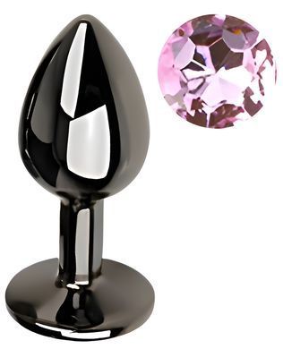 Анальна пробка з кристалом EGZO - Dark Gray Round Plug Pink, size S