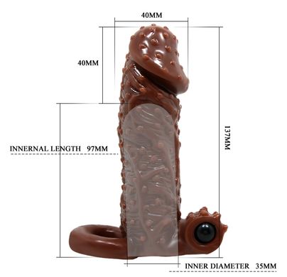 Насадка-презерватив с вибрацией Brave Man, BI-016010 ( коричневая )