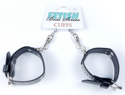 Наручники зі штучної шкіри з кристалами Fetish Boss Series - Handcuffs with cristals Silver, BS3300094