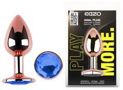 Анальная пробка с кристаллом EGZO - Rose Gold Round Plug Blue size M