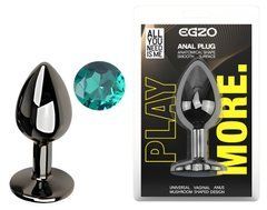 Анальная пробка с кристаллом EGZO - Dark Gray Round Plug Marine, size S