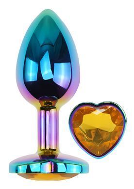 Анальна пробка з кристалом EGZO - Multicolor Heart Plug Yellow size M
