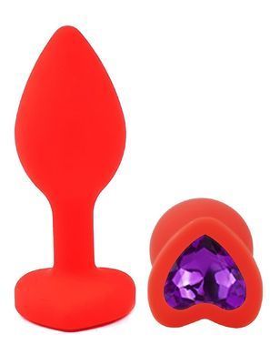 Силиконовая анальная пробка EGZO - Silicone Red Heart Plug Purple, size S