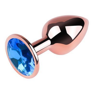 Анальна пробка з кристалом EGZO - Rose Gold Round Plug Blue size M