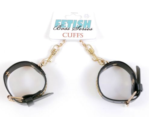 Наручники зі штучної шкіри з кристалами Fetish Boss Series - Handcuffs with cristals Gold, BS3300095
