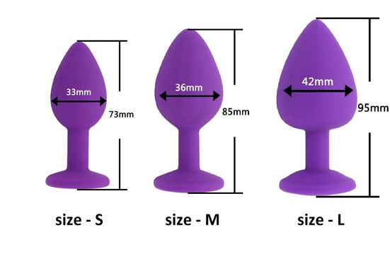 Комплект силиконовых анальных пробок с кристаллом SKN-KSIL-02 ( размер S, M, L )