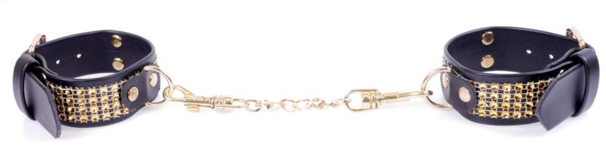 Наручники из искуственной кожи с кристаллами Fetish Boss Series - Handcuffs with cristals Gold, BS3300095