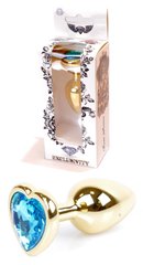 Анальний затор Boss Series - Jewellery Gold Heart PLUG Light Blue S, BS6400040
