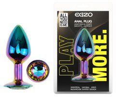 Анальная пробка с кристаллом EGZO - Multicolor Round Plug Rainbow size S