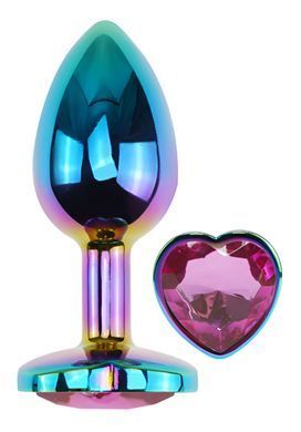 Анальна пробка з кристалом EGZO - Multicolor Heart Plug Rose size M