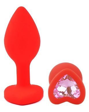 Силиконовая анальная пробка EGZO - Silicone Red Heart Plug Pink, size S