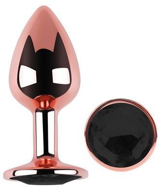 Анальна пробка з кристалом EGZO - Rose Gold Round Plug Black size M