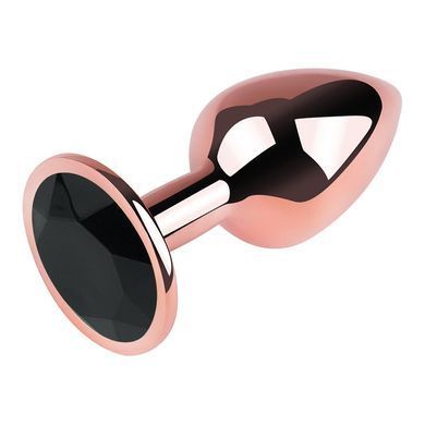 Анальна пробка з кристалом EGZO - Rose Gold Round Plug Black size M