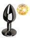 Анальна пробка з кристалом EGZO - Dark Gray Round Plug Lime, size S