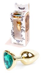 Анальний затор Boss Series - Jewellery Gold Heart PLUG Green S, BS6400042